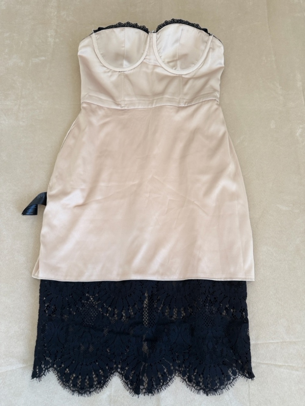 bebe Black Lace Midi Whimsigoth Dress with Nude Lining Size 6 - Picture 7 of 14